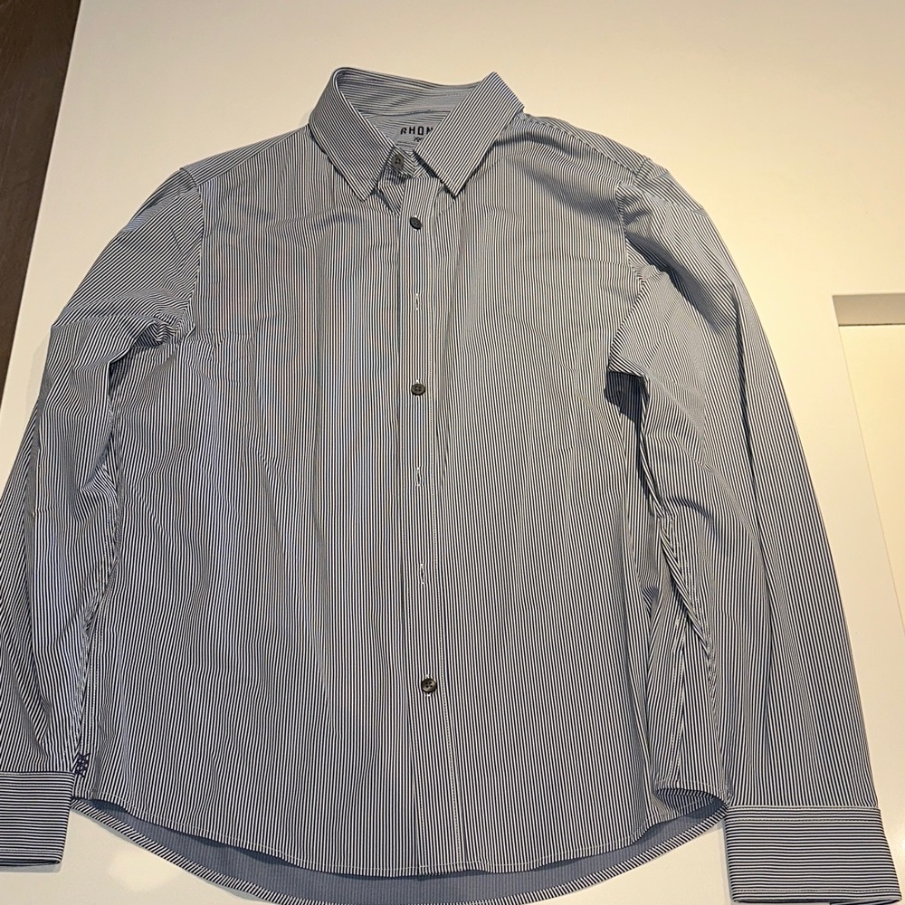 RHONE Men's Navy Pinstripe Button Down Shirt